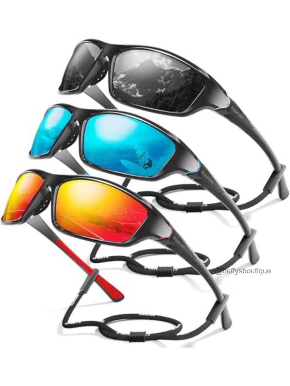 3 Pack Polarized Sports Sunglasses UV400 TAC Lens Wrap Around